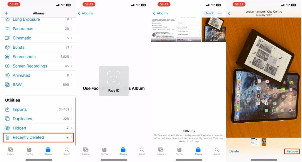 孟连苹果14维修分享 iPhone14 上恢复已删除的照片 