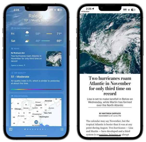 孟连苹果14维修分享iPhone 14手机如何看天气时顺带看新闻 
