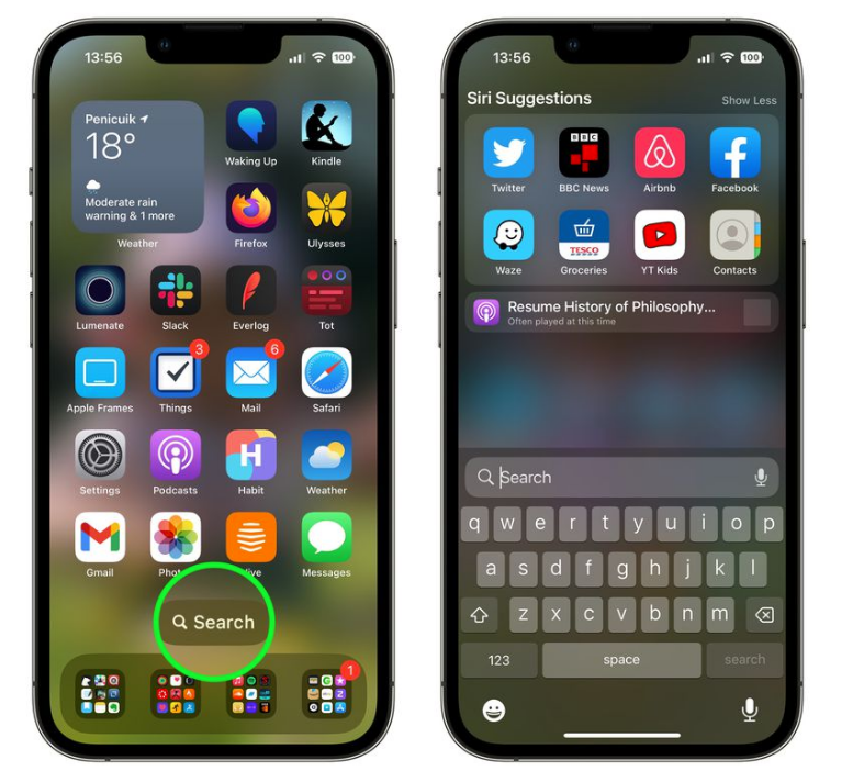孟连苹果手机维修分享升级到 iOS 16 后，如何删除主屏幕上的搜索按钮 